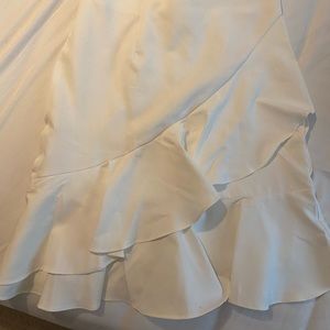 Forever21 White Asymmetrical Flounce Skirt